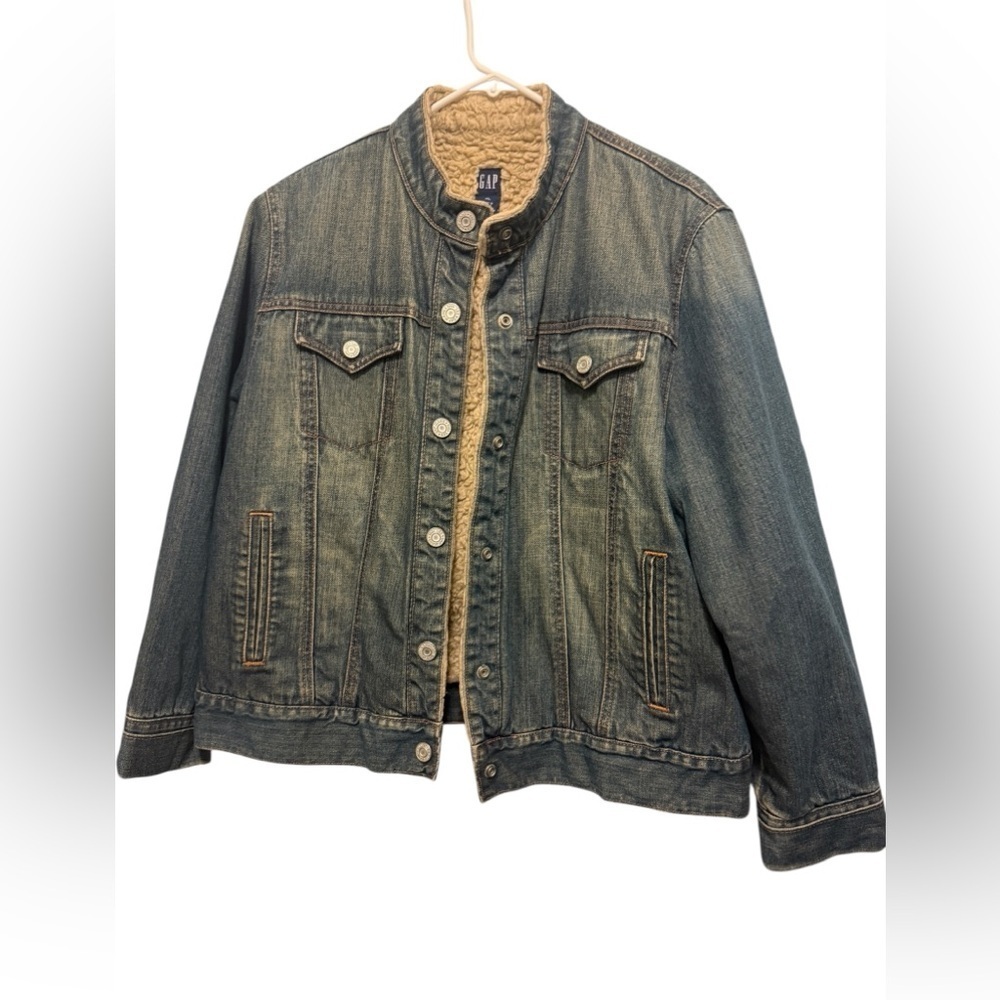 GAP Blue Denim Jacket with Cream Sherpa
